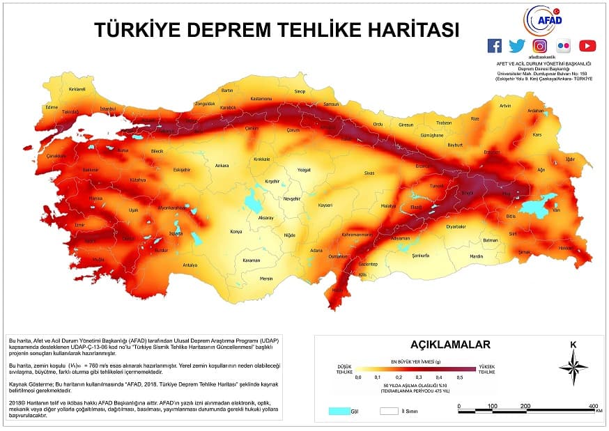 Türkiye Deprem Tehlike Haritası
